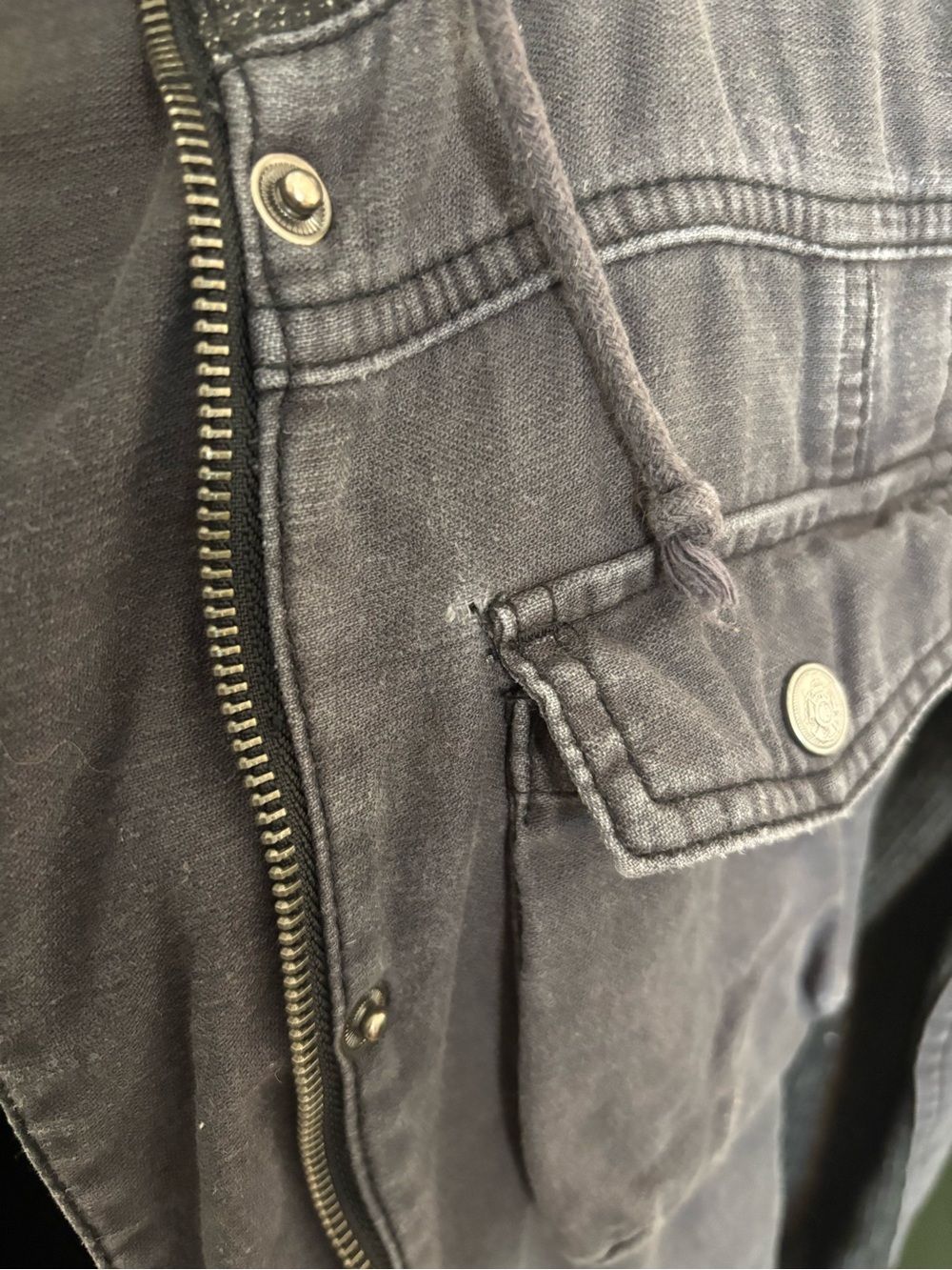 Free People Hooded Utility Jacket Sweater Mix Media Gray S - Picture 6 of 16